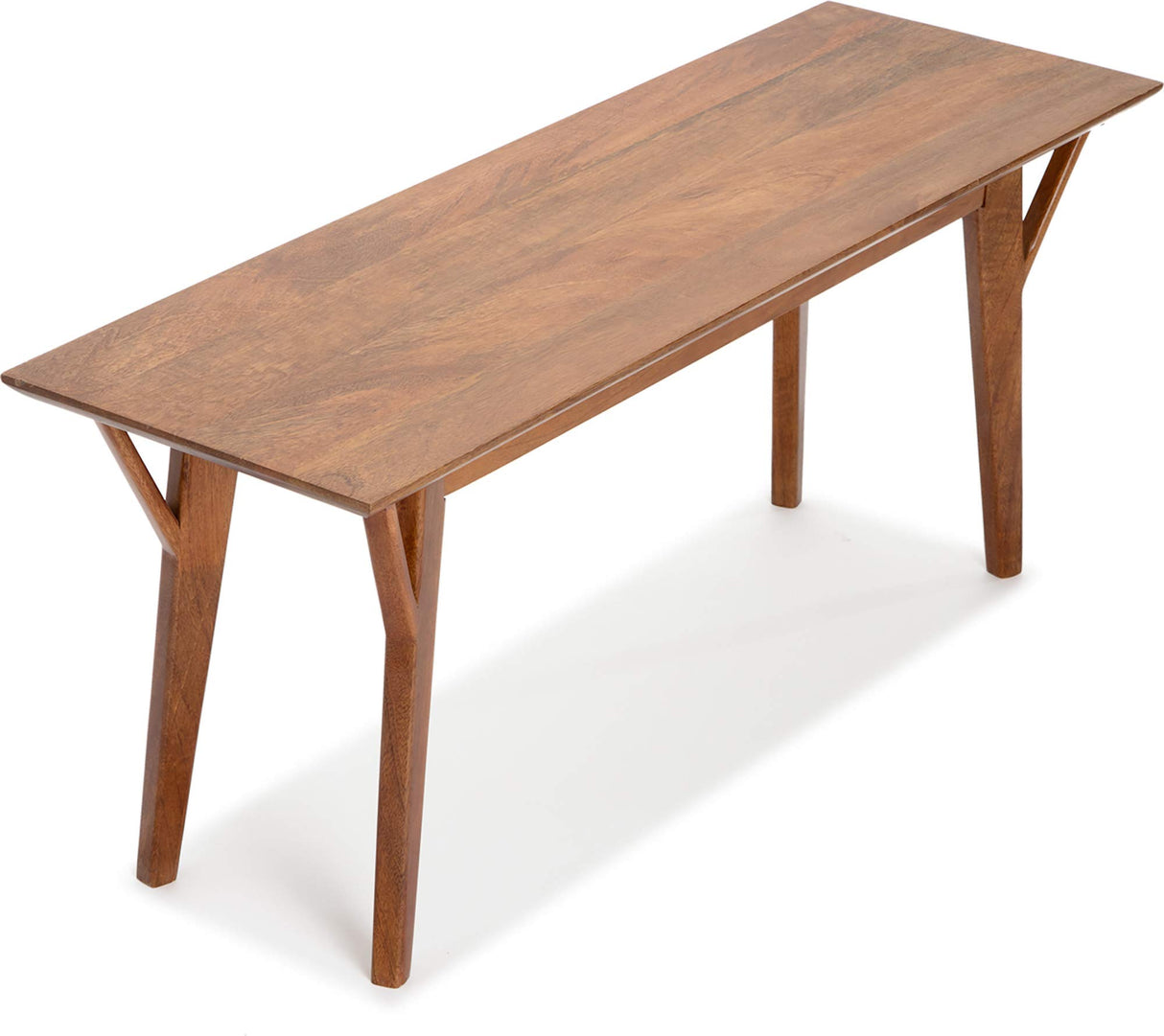 Stratford Mid Century Entryway Bench, Solid Wood Seating for Dining Room