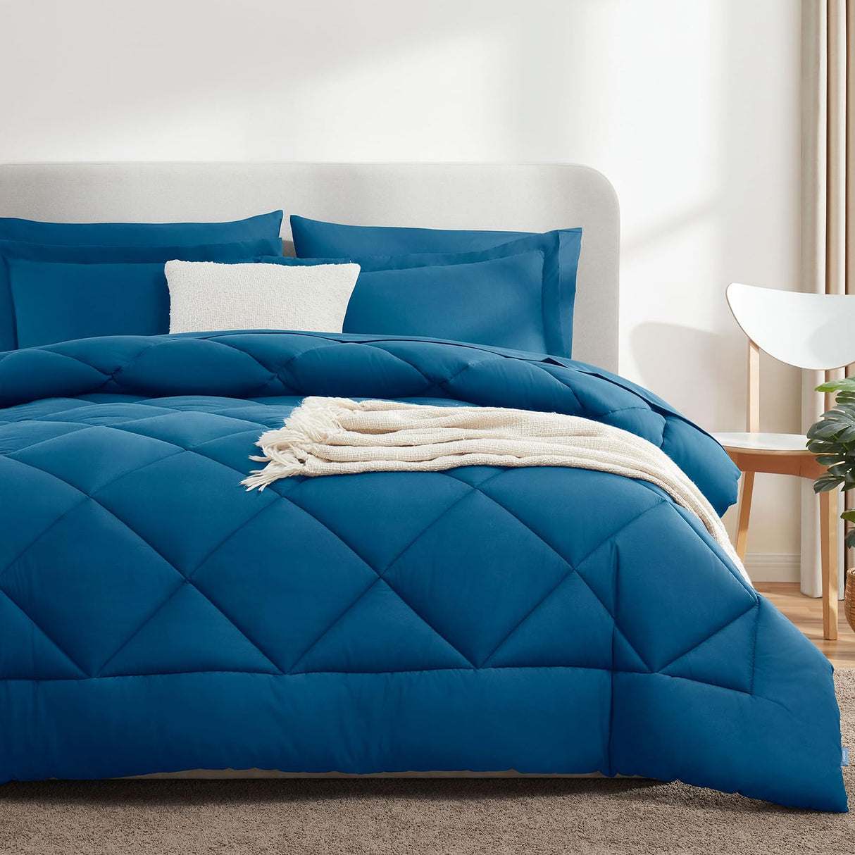 King Bed in a Bag 7-Pieces Comforter Sets with Comforter and Sheets Teal All Season