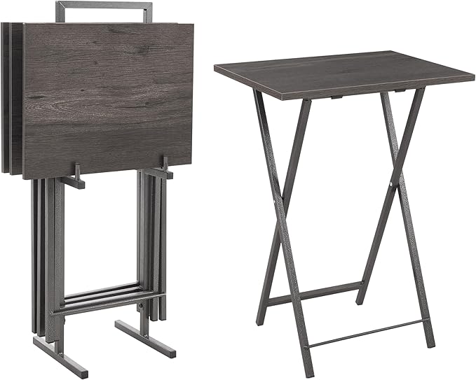 TableTide 4-Piece Folding Snack & TV Tray Set with Stand