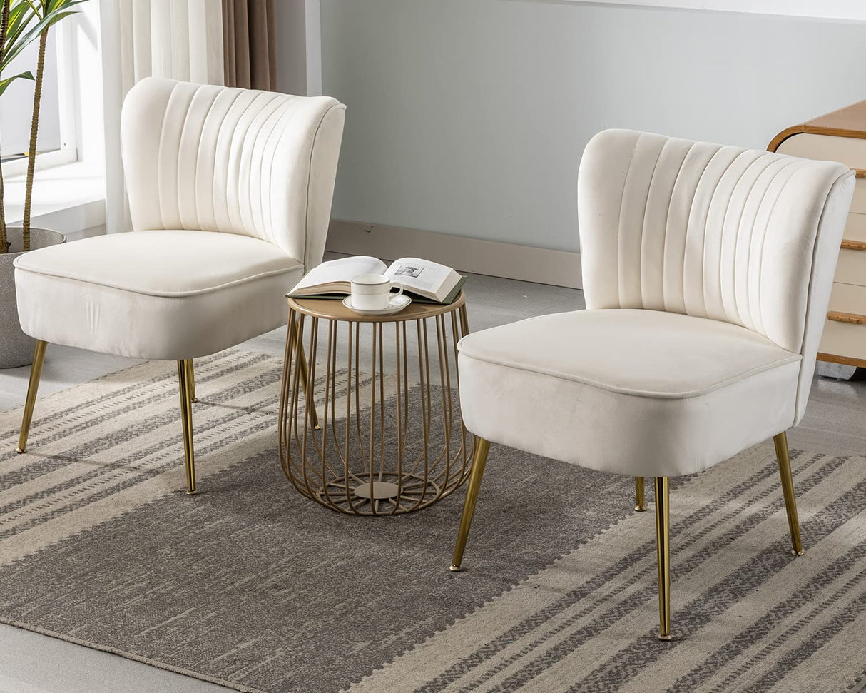 Modern Velvet Upholstered Accent Chair Set of 2,Mid Century Living Room Chairs