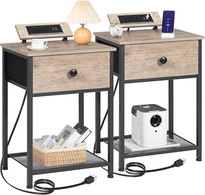 Night Stand, End Tables Living Room Set of 2