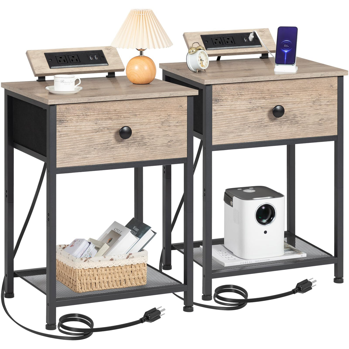 Night Stand, End Tables Living Room Set of 2