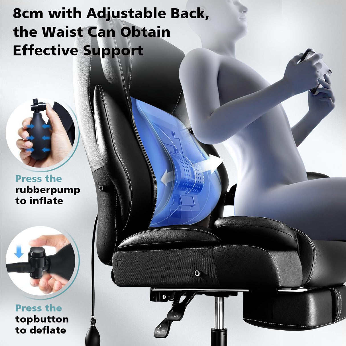 600lbs Big and Tall Executive Office Chair with Adjustable Lumbar Support