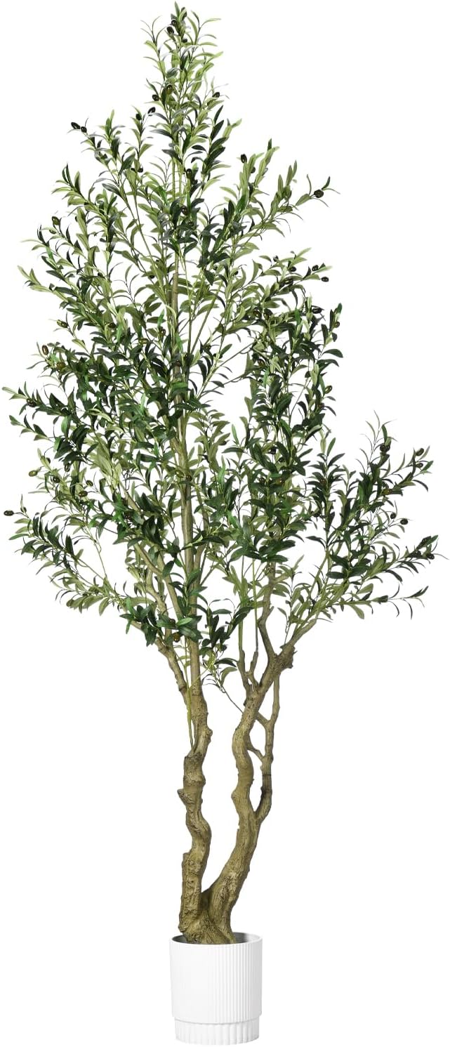 6ft Olive Tree, Olive Plant Artificial Indoor with 1296 Dense Leaves & 72 High-Simulated