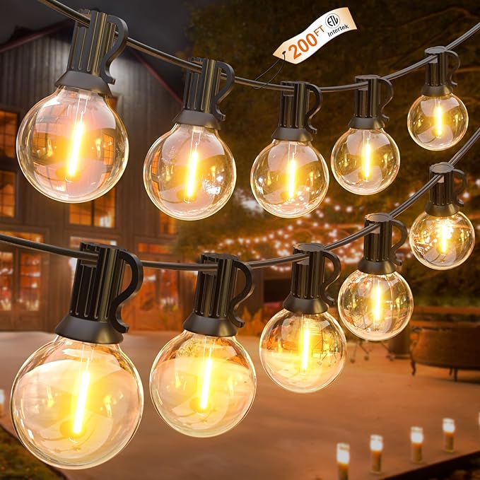 r String Lights, G40 LED Patio Lights with 64pcs Bulbs, Waterproof Shatterproof Dimmable