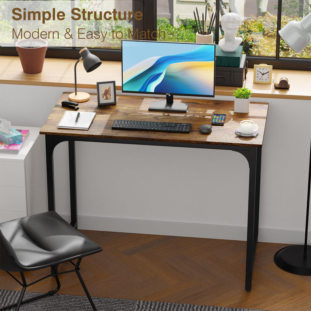39 inches Computer Desk, Modern Simple Style Desk for Home Office