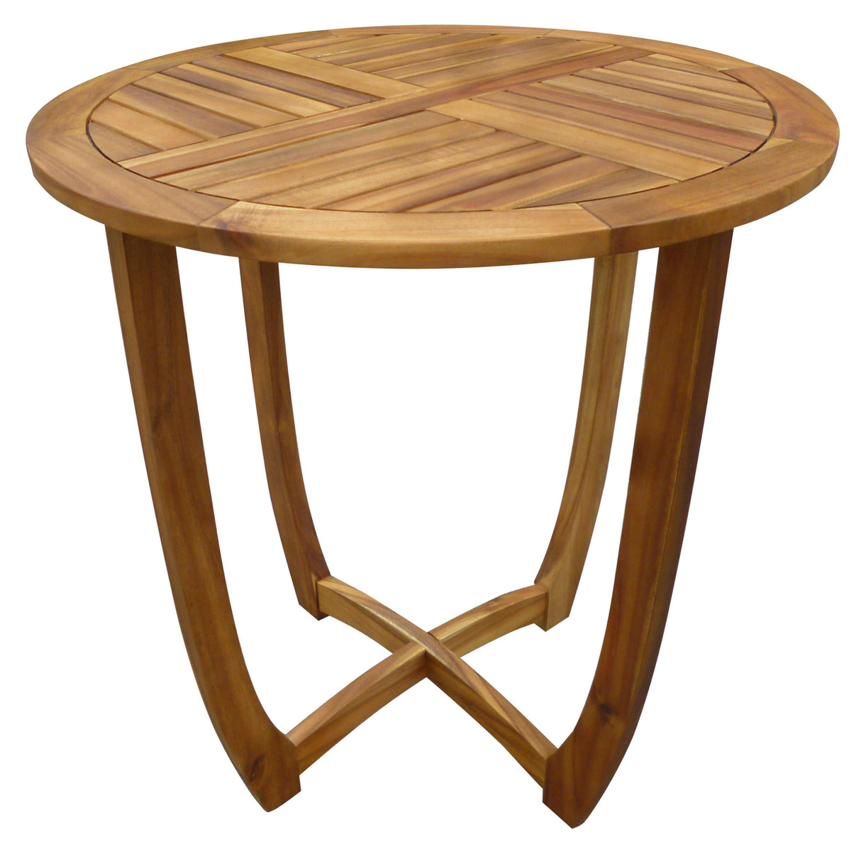 Ziraukon Outdoor Round Acacia Wood Accent Table, 27.5" Patio Bar Table, Small End Tables for Garden, Backyard, Poolside, Deck, Yard, Indoor Plant Stand, Teak - Bircata
