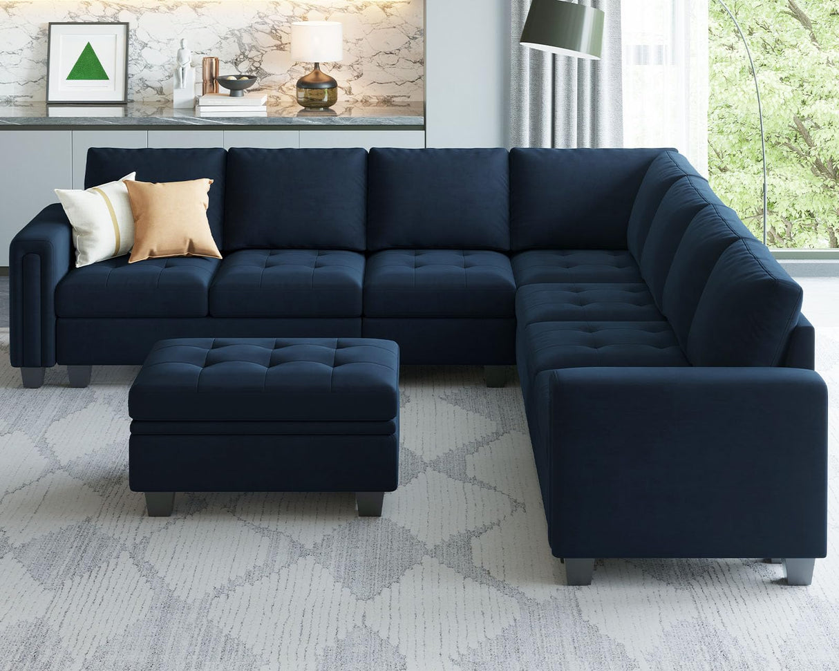 Convertible Velvet Modular Sectional Sofa Couch with Reversible Chaise
