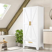 Metal Wardrobe Cabinet,71 Armoire Wardrobe Closet with Drawers and Hanging Rod