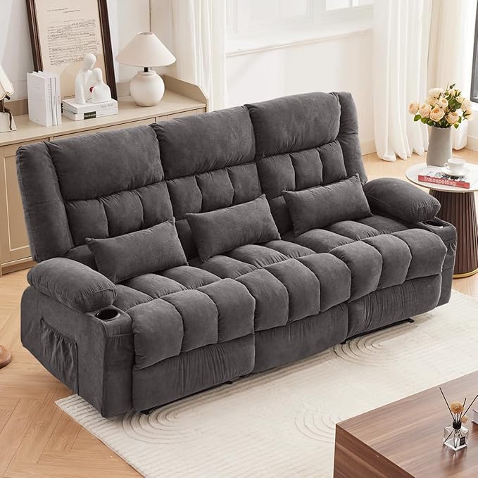 Dual Reclining Loveseat with Cup Holders and Storage - 2 Seat Manual Recliner for Living Room