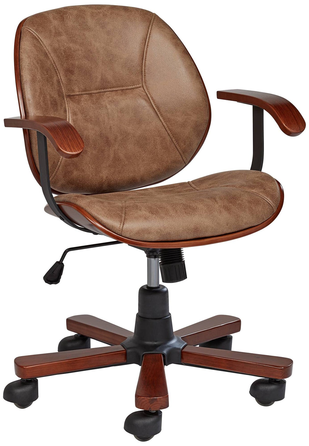 Julian Walnut Veneer and Steel Adjustable Swivel Office Chair