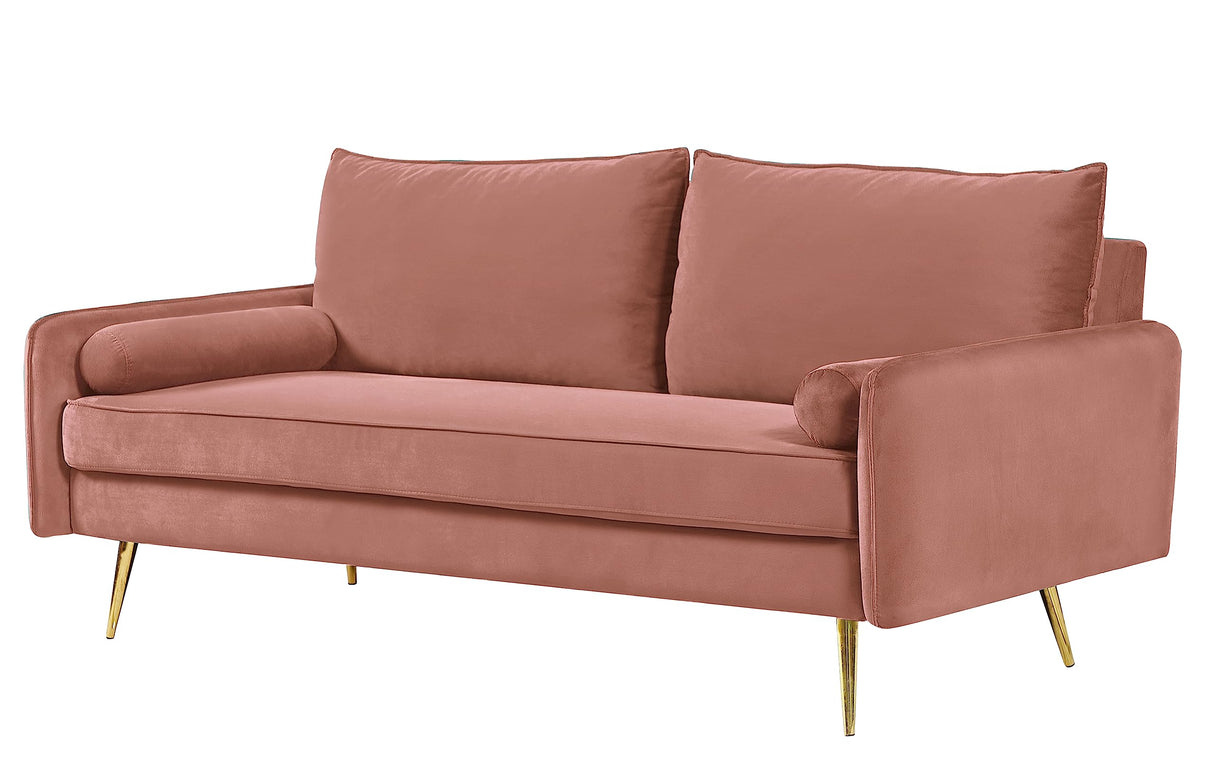 Container Luxury 2-Piece Sofa Set, Chesterfield-Inspired Design with Scrolled Arms, Nailhead Accents & Channel Tufting, Soft Velvet Upholstery, High-Density Foam for Comfortable Seating, Rose