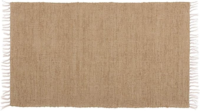 Burlap Natural, Cotton, 27x48, Chindi/Rag Rug, Tan