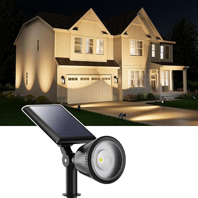 2 Pack Solar Powered Spot Lights Outdoor Waterproof Super Bright LED Yard