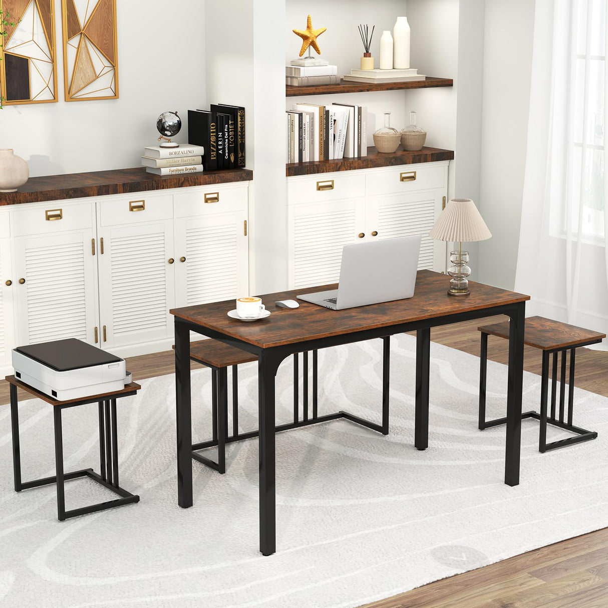 4-Piece Dining Table Set for 4, Modern Kitchen Table and Chairs, Nesting Furniture Set
