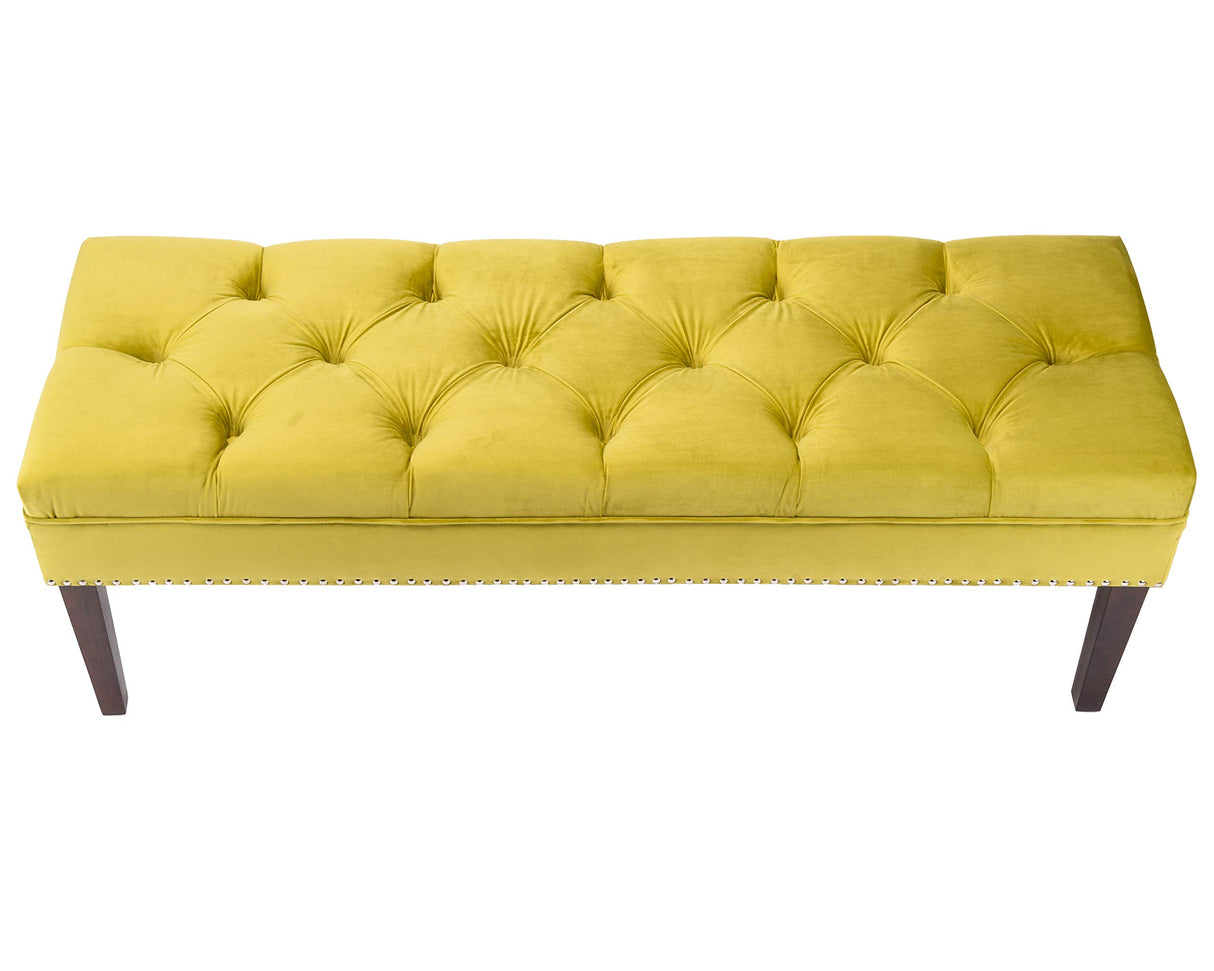 Mid Century Modern Diamond Tufted Bedroom Bench