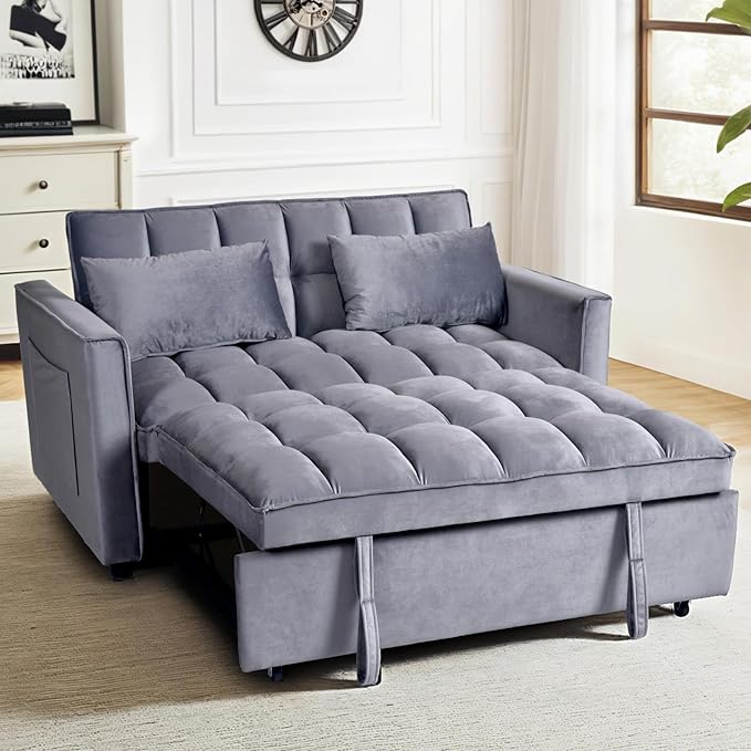 Sofa Bed, 3-in-1 Loveseat Sofa Couch w/Adjustable Backrest
