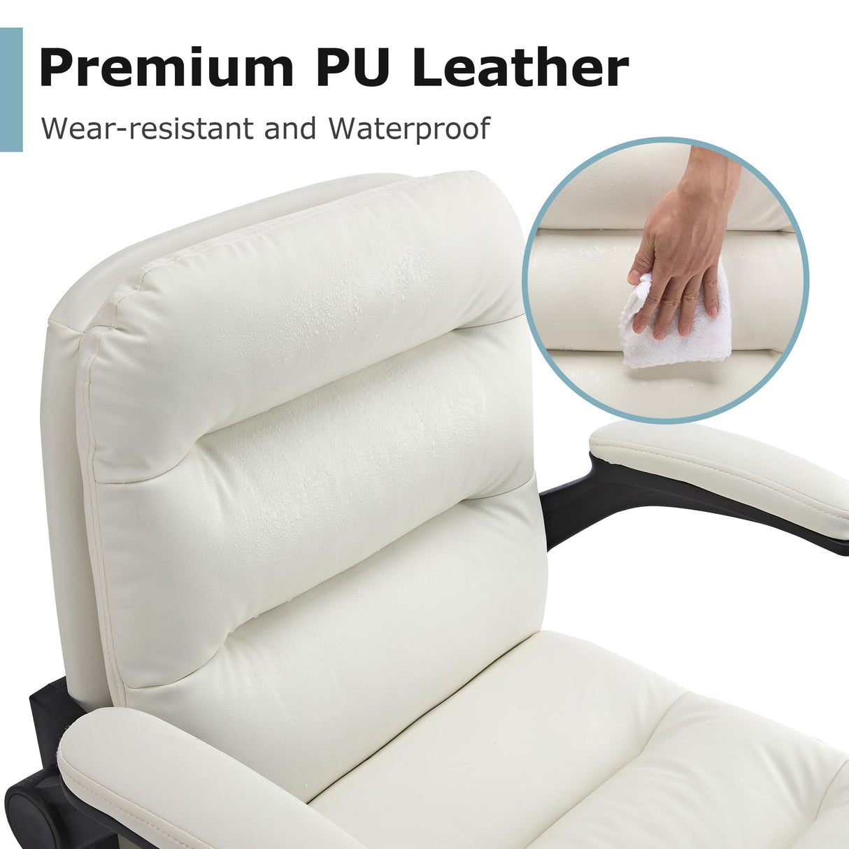 Ergonomic Swivel Office Chair with Flip-Up Armrests - White (Set of 2)