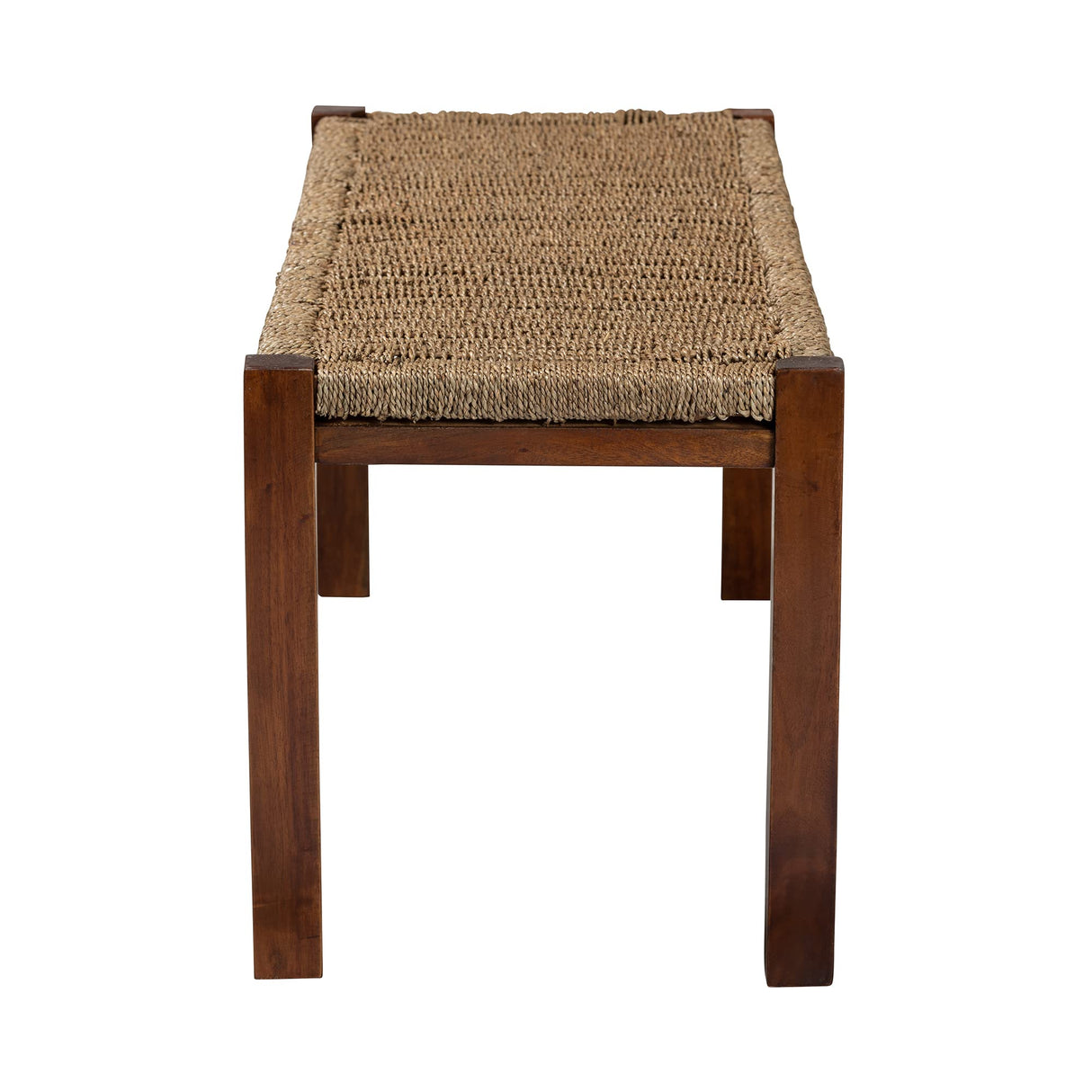 Hermes Woven Seagrass Accent Bench, One Size, Walnut Brown