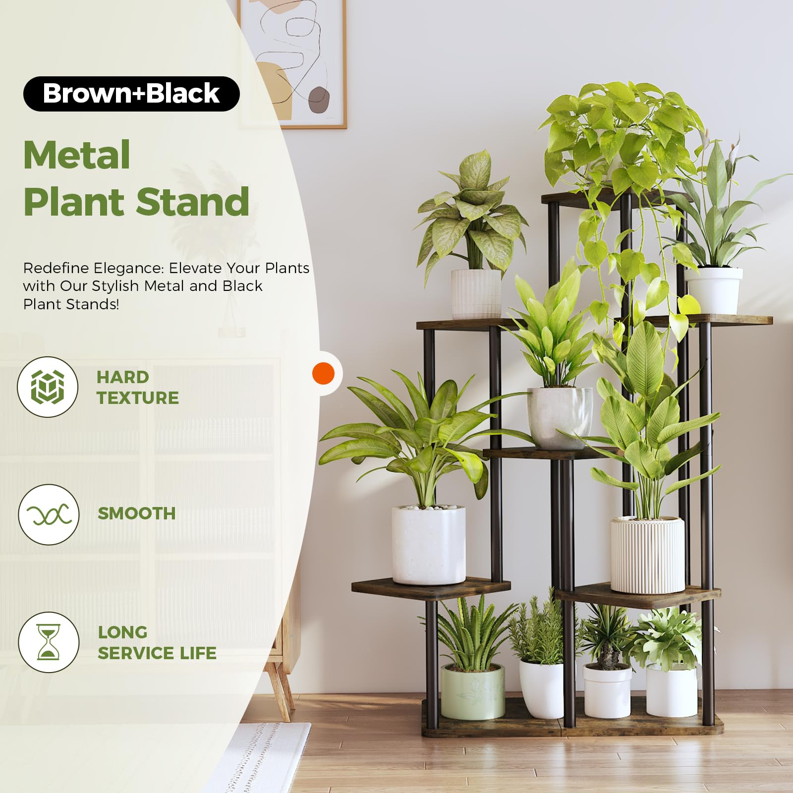 VerdeLuxe 7-Tier Tall Metal Plant Stand