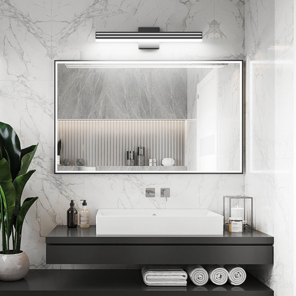 Black Vanity Light 5 Color Temperature Dimmable LED Modern Bathroom Vanity Light