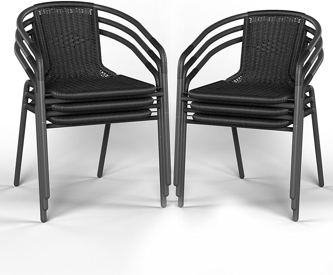 Outdoor Dining Chairs Set of 4, Rattan Patio Chairs Wicker