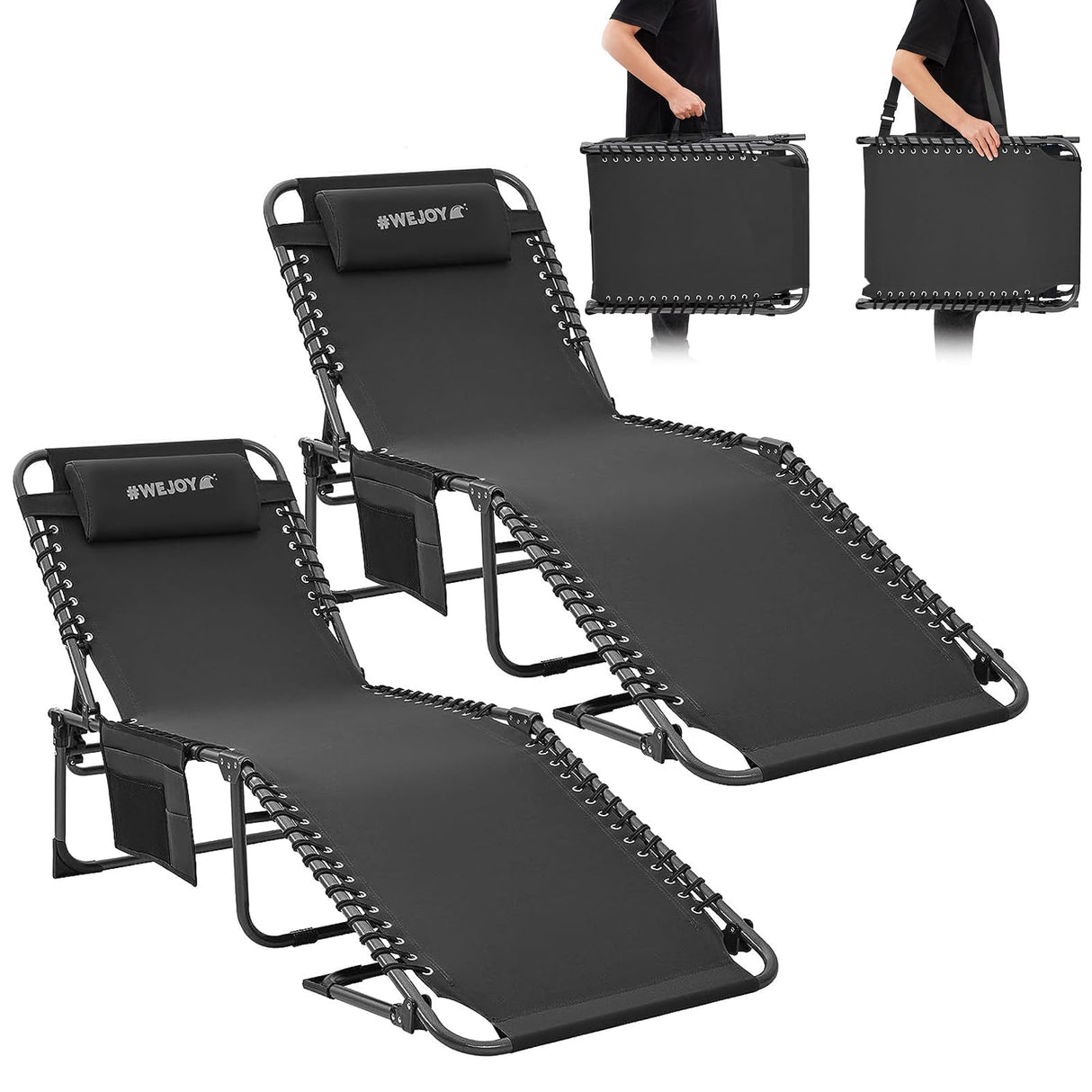 Outdoor Folding Chaise Lounge Chair for Outside, Patio, Beach, Pool