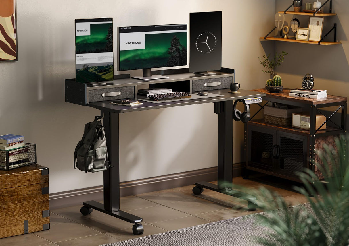 Standing Desk with Drawers, 48 Inch Standing Desk Adjustable Height