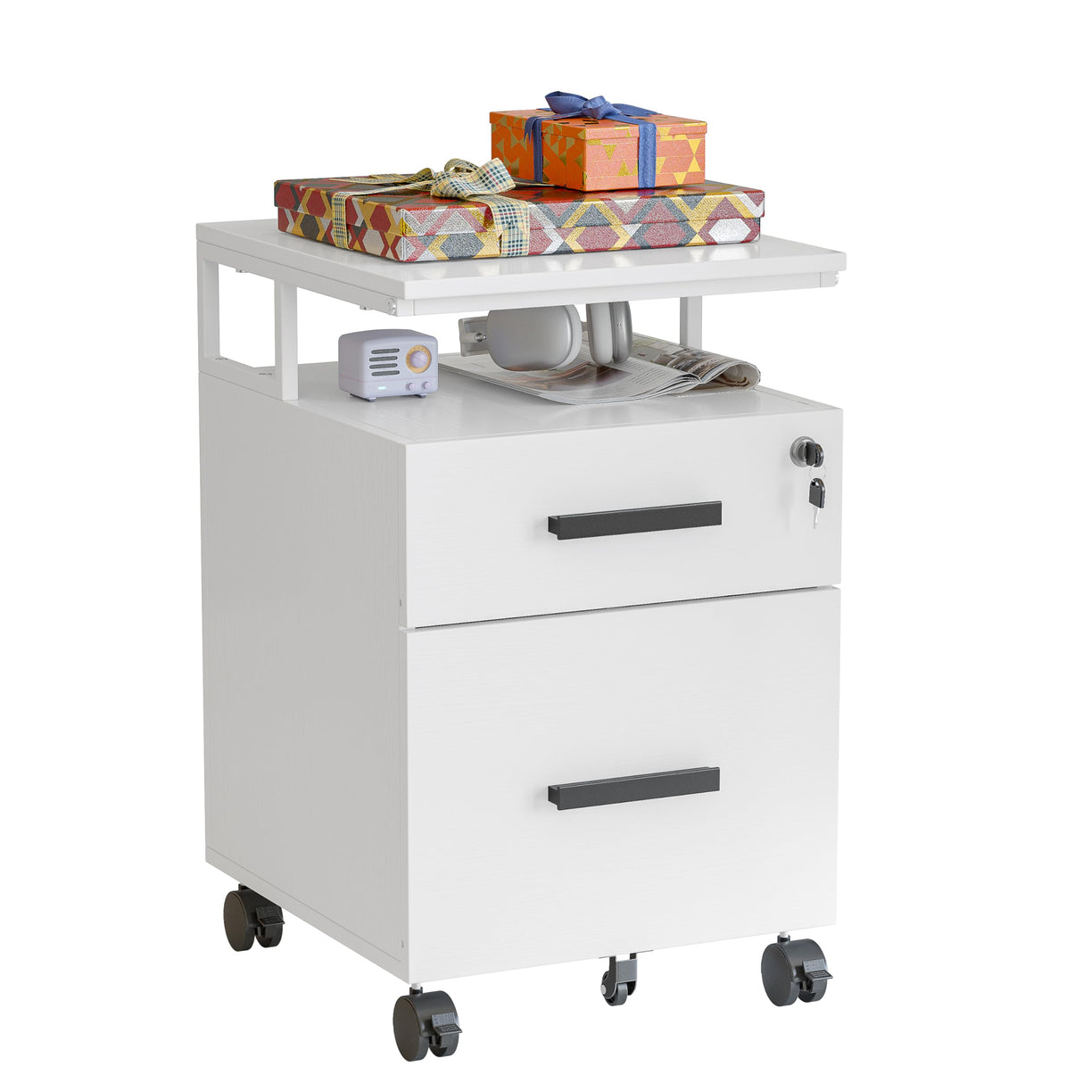 2-Drawer File Cabinet with Lock for Home Office, Rolling Filing Cabinet