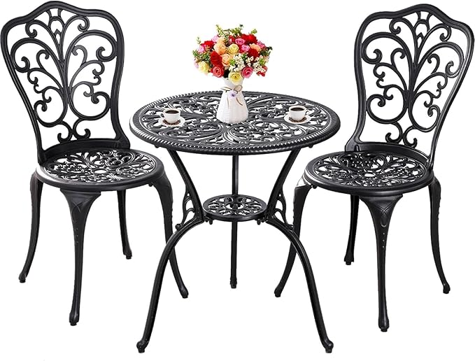 Bistro Set 3 Piece Outdoor, Bistro Table and Chairs Set of 2, All Weather Patio Bistro Set