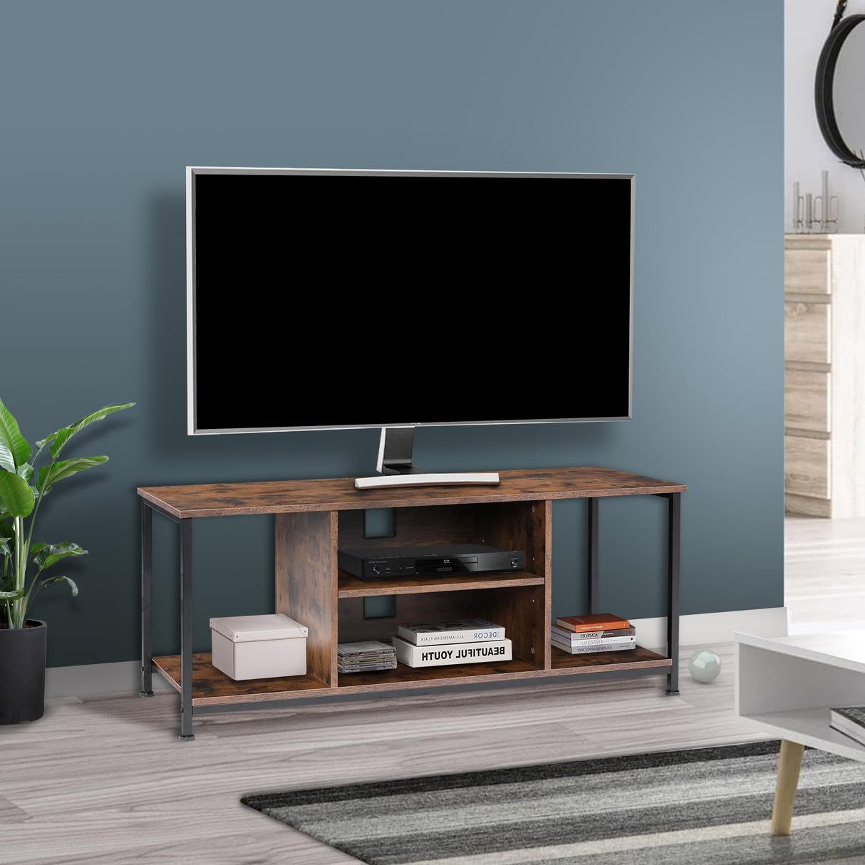 TV Stand for Up to 55 Inch TVs, Accent TV Cabinet with Open Shelf for Living Room