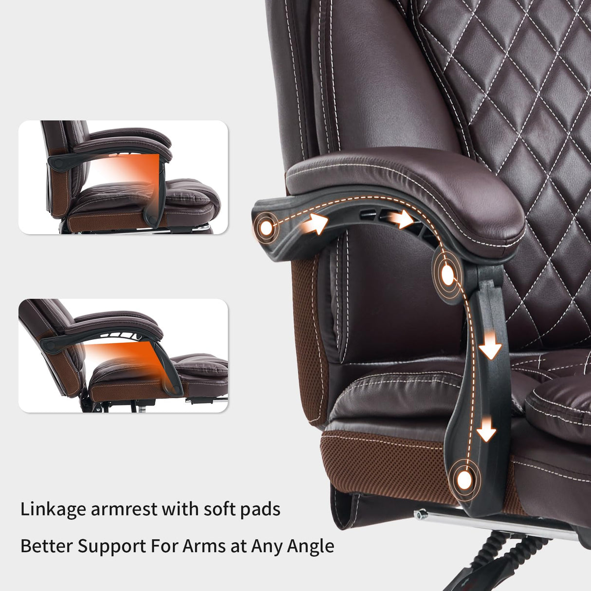 Big and Tall Executive Office Chair with Footrest - 400lbs Capacity