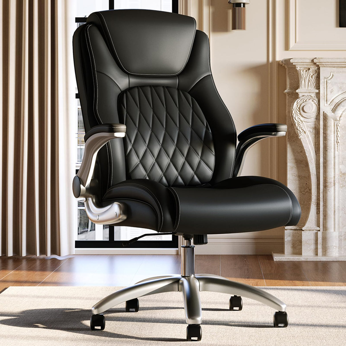 Ergonomic Office Chair, Big and Tall Desk Chair, Executive Comfy Leather Computer Chair