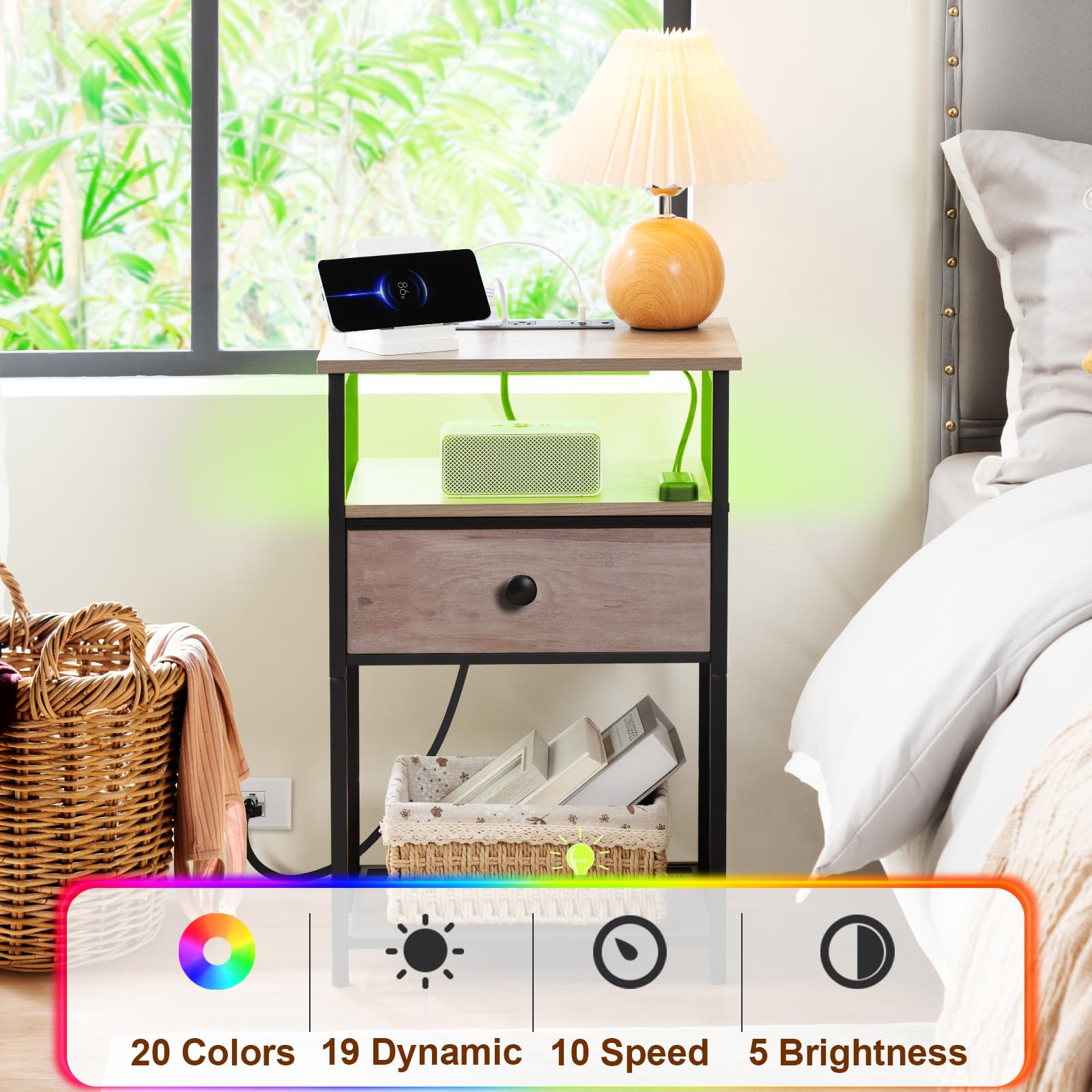 Night Stand Set 2, LED Nightstand