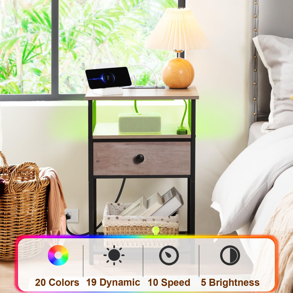 Night Stand Set 2, LED Nightstand