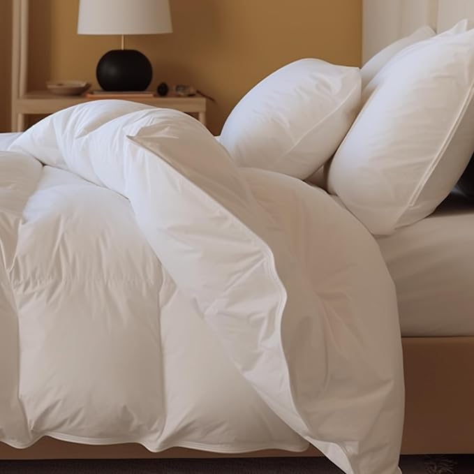Double Stitch US Down Comforter King Size, All Season Ultra-Soft Luxury White Down