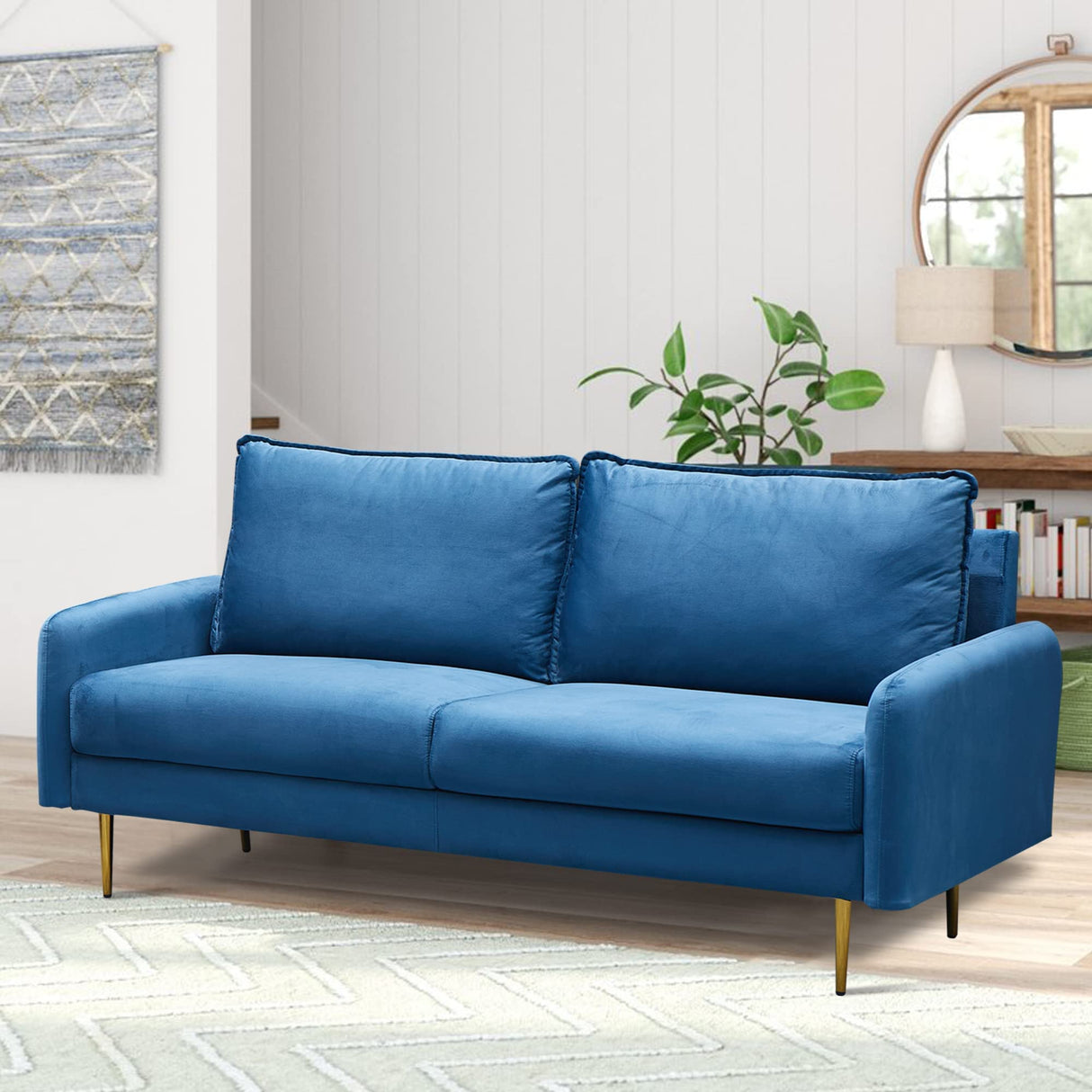 Velvet Sofa Modern Couch Tufted Loveseat with Metal Legs for Living Room