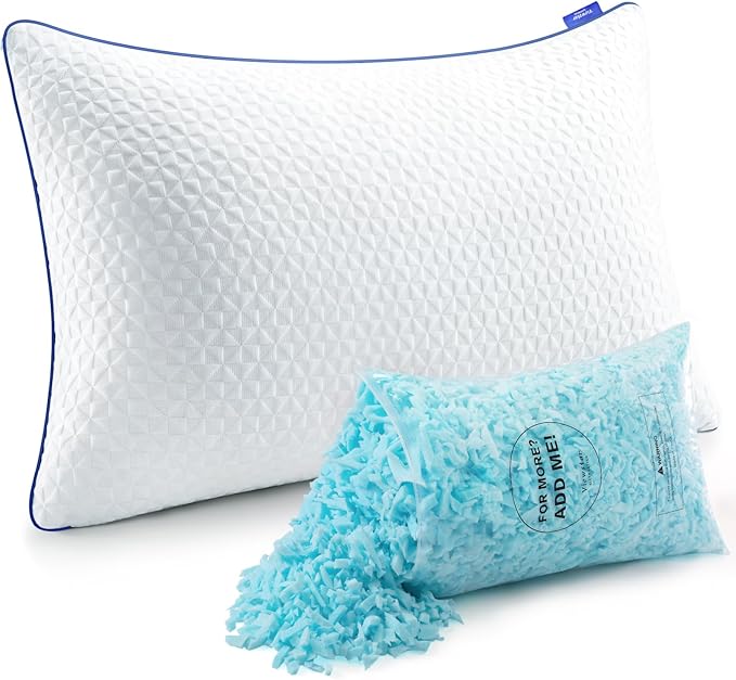 Memory Foam Pillows King Size Set of 2, Adjustable Firm Pillows