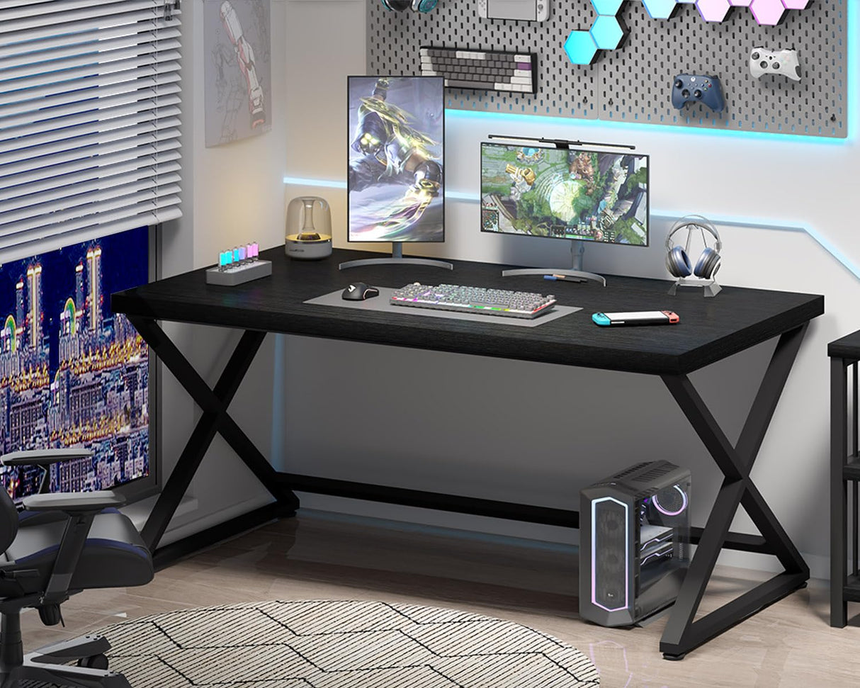 Black Computer Desk, Simple Work Desk for Home Office