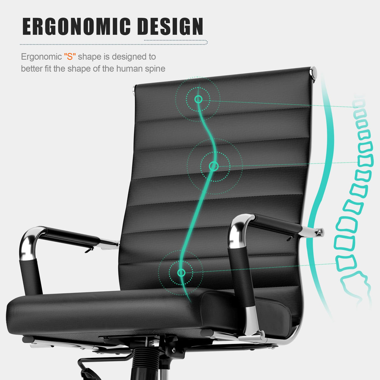 Office Desk Chair, Ergonomic Leather Modern Conference Room Chairs