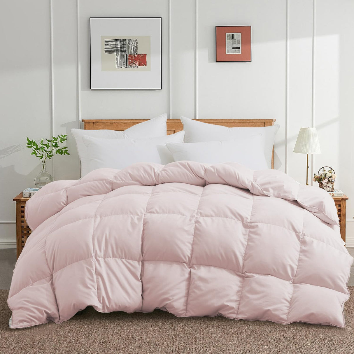 King Size Down Comforter - All Season Ultra Soft Goose Down & Feather Fiber Fill