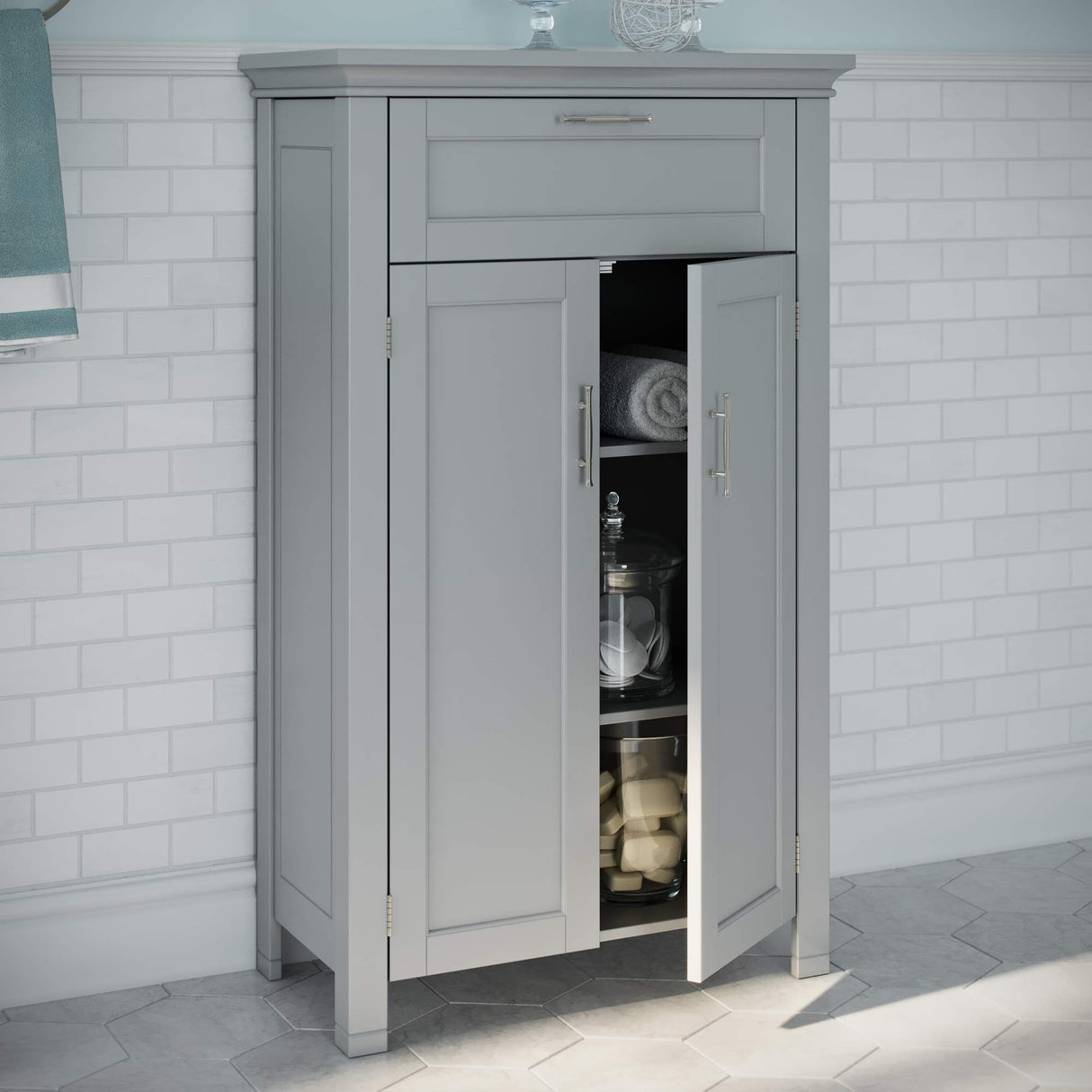 Somerset Two-Door Floor Cabinet, Gray