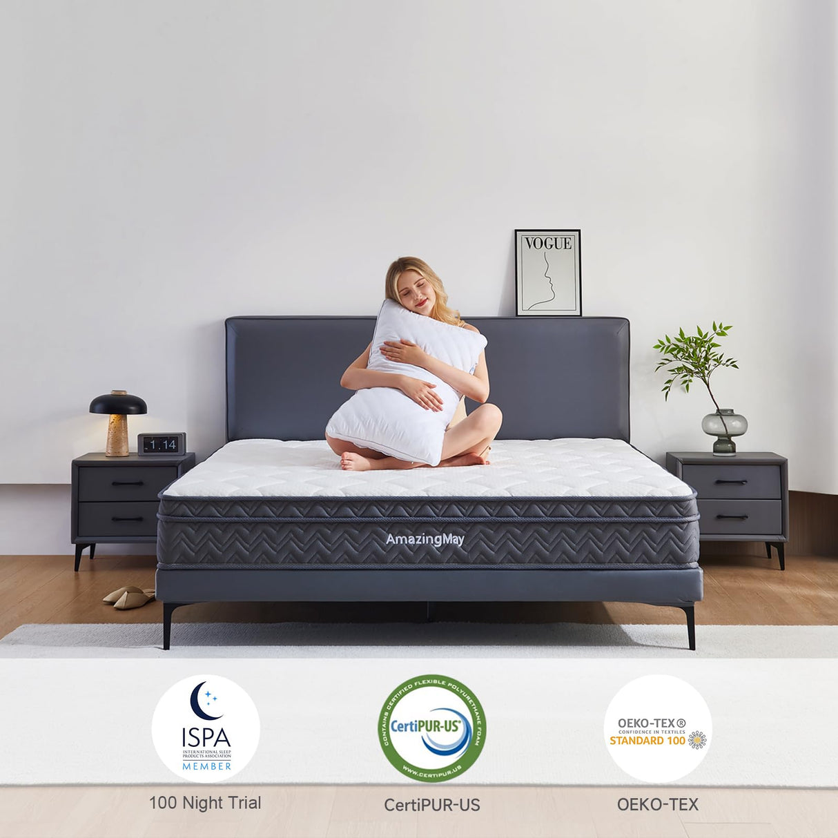 Queen Mattress, 10 Inch Hybrid Mattress in a Box with Gel Memory Foam