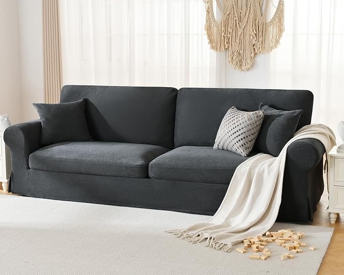 Removable Cover, Loveseat Sofa with Thick Cushions and Comfy Pillows