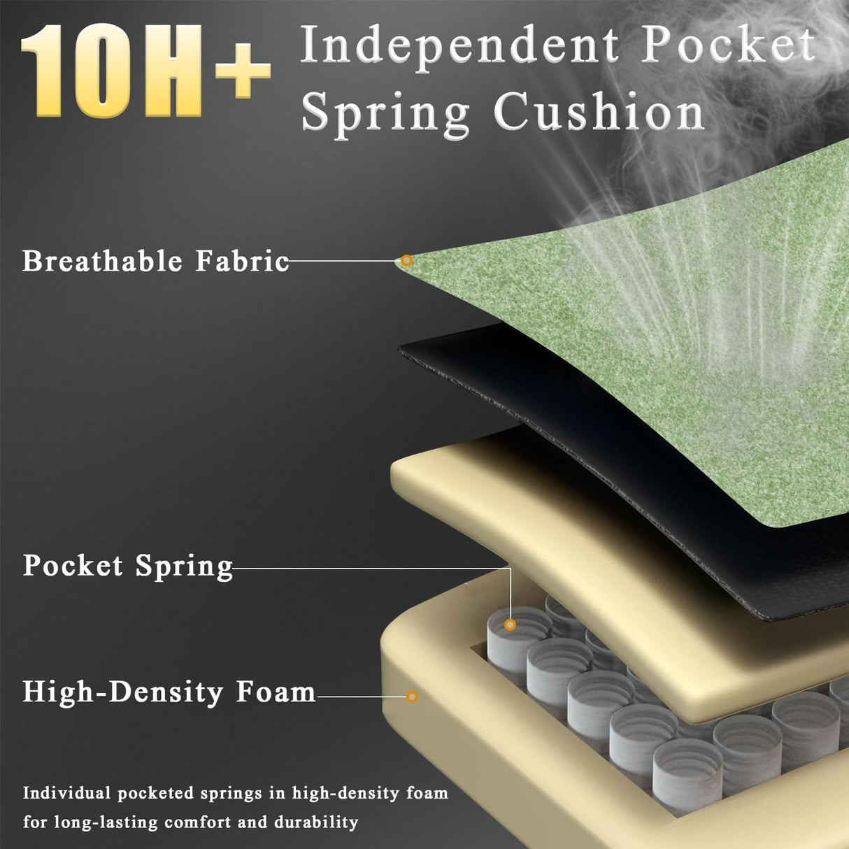 Ergonomic Gaming Chair with Pocketed Spring Cushion and Footrest