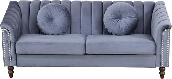 Sectional Sofa Set, Microfiber Chesterfield Upholstered Sofas Loveseat
