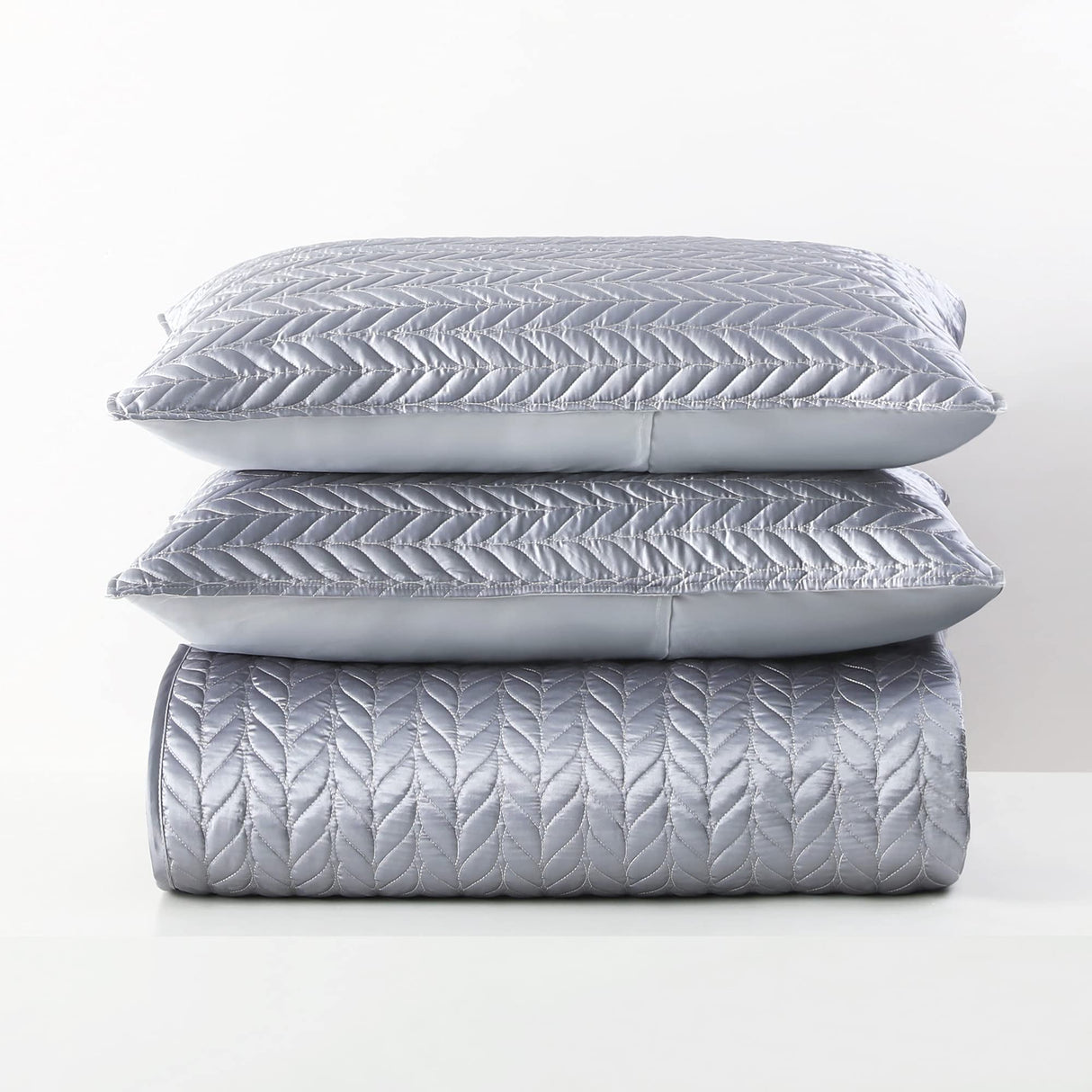 Silky Soft Satin Quilt King Size, Luxury Reversible Lightweight Bedspreads Covelets