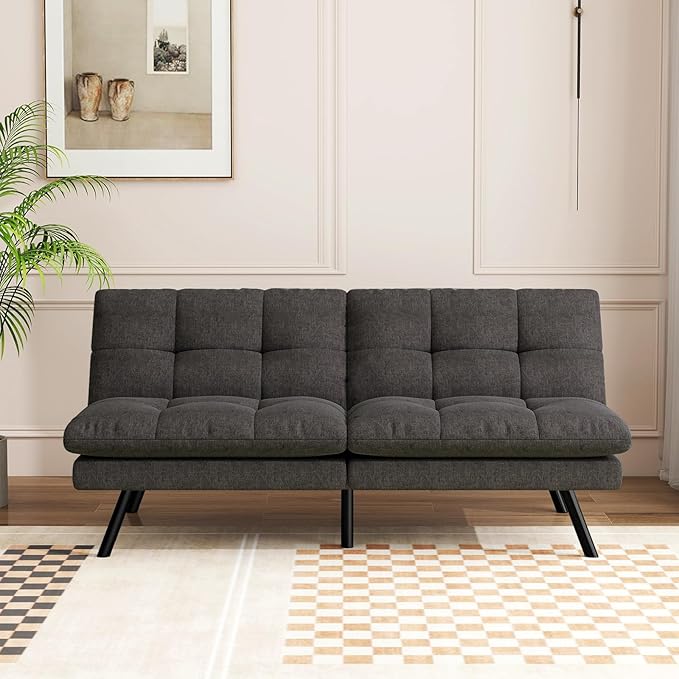 68" Futon Sofa Bed,Convertible Memory Foam Couch Bed