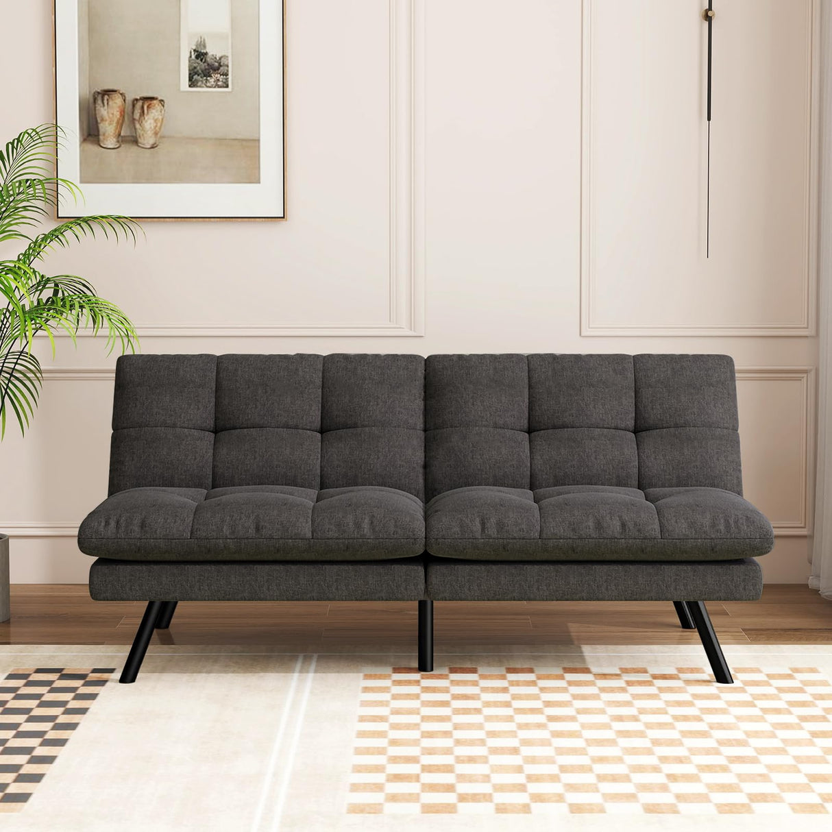 68" Futon Sofa Bed,Convertible Memory Foam Couch Bed