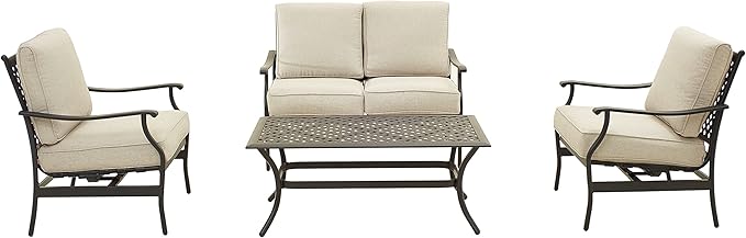 Patio Conversation Set 4 Pieces Cushioned Outdoor Furniture Sets with All Weather Frame